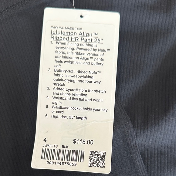 lululemon Black Ribbed Active Leggings with Tag - Picture 3 of 6